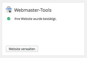 Erfolgreiche Verbindung mit dem Google Webmaster Tools